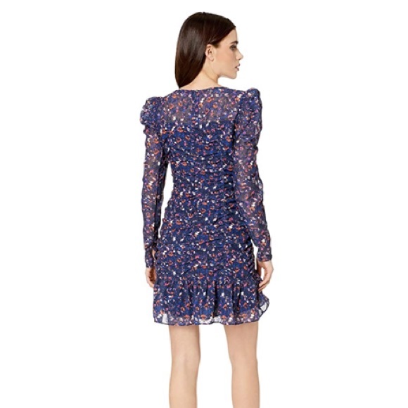 Parker Long Sleeve Poof Shoulder Rushed Mini Dress - Picture 6 of 6